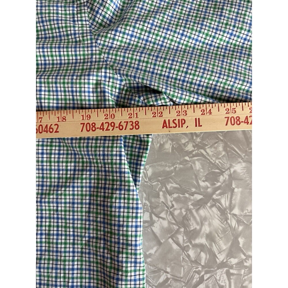 Ralph Lauren Men's M Classic Fit Green Blue White Check Cotton Stretch Shirt - Picture 6 of 7
